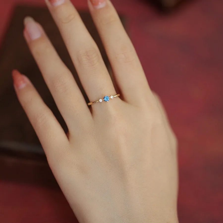 Bague de Fiançailles Japonaise en Zircon Bleu - Image 4