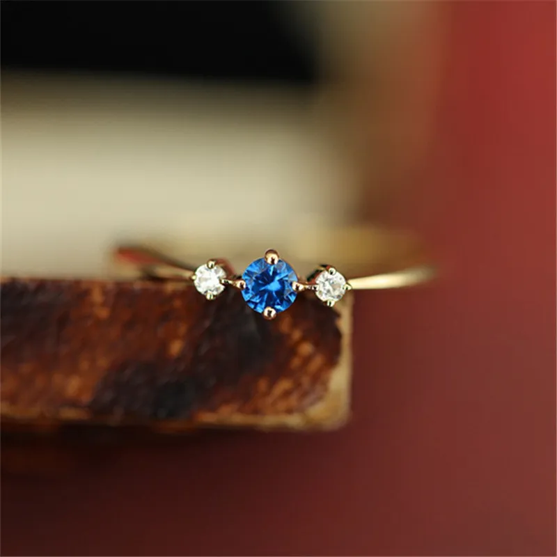 Bague de Fiançailles Japonaise en Zircon Bleu - Image 5