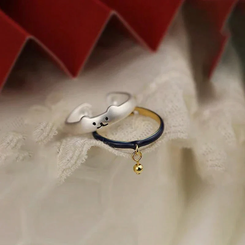 Bague Japonaise Kawaii Chat avec Cloche - Image 2