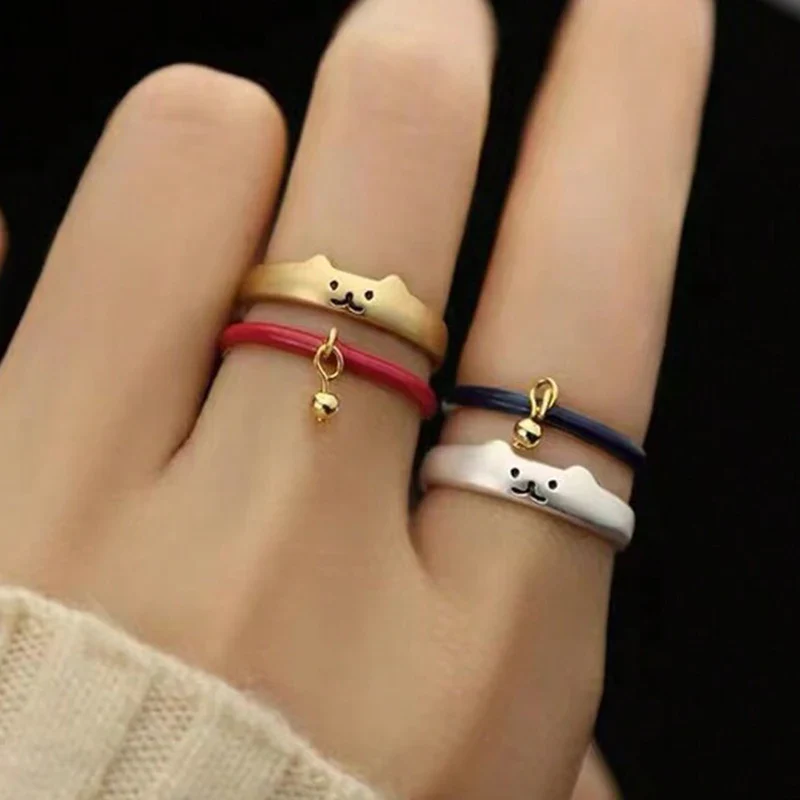 Bague Japonaise Kawaii Chat avec Cloche - Image 3