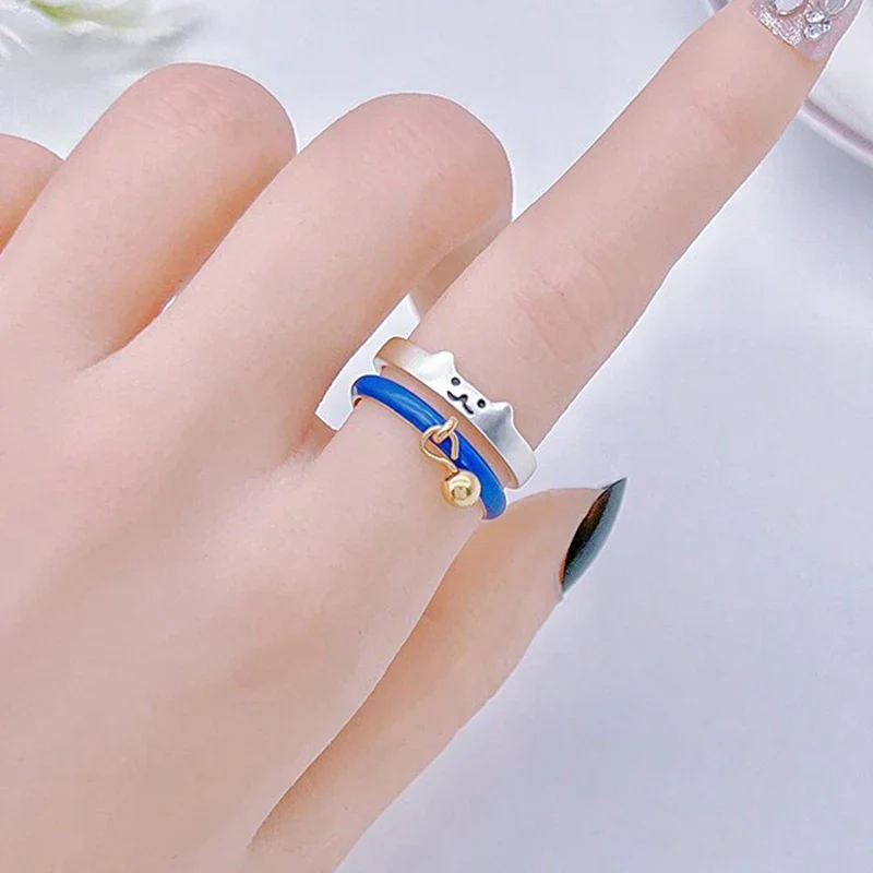 Bague Japonaise Kawaii Chat avec Cloche - Image 5