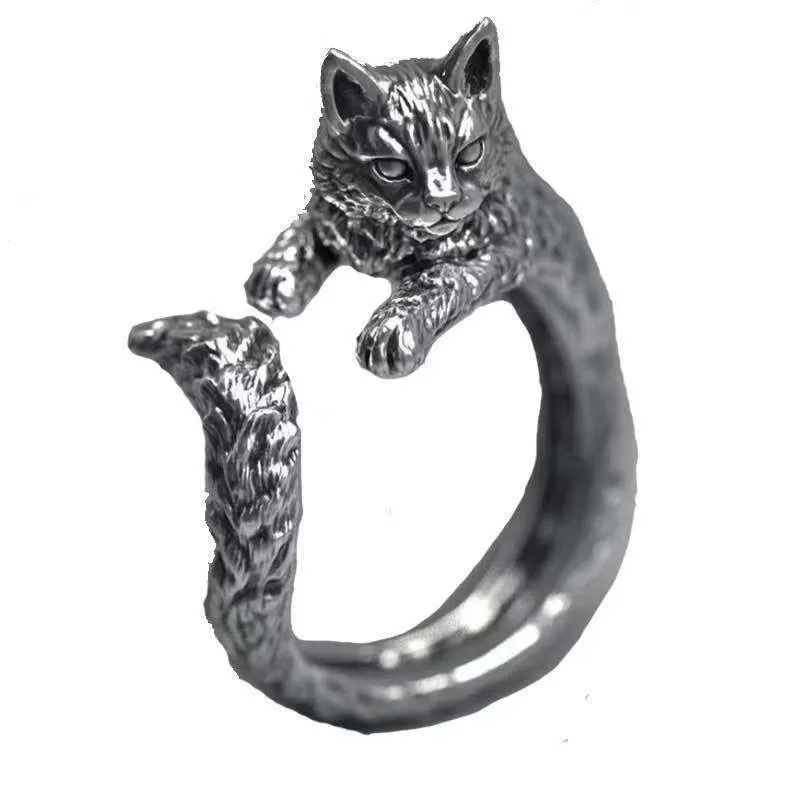 Bague Vintage Chat en Alliage Foncé - Image 4