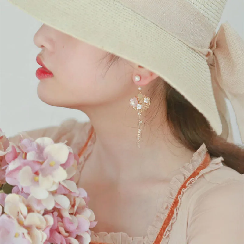 Boucles d'oreilles japonaises éventail Fleuri - Image 2