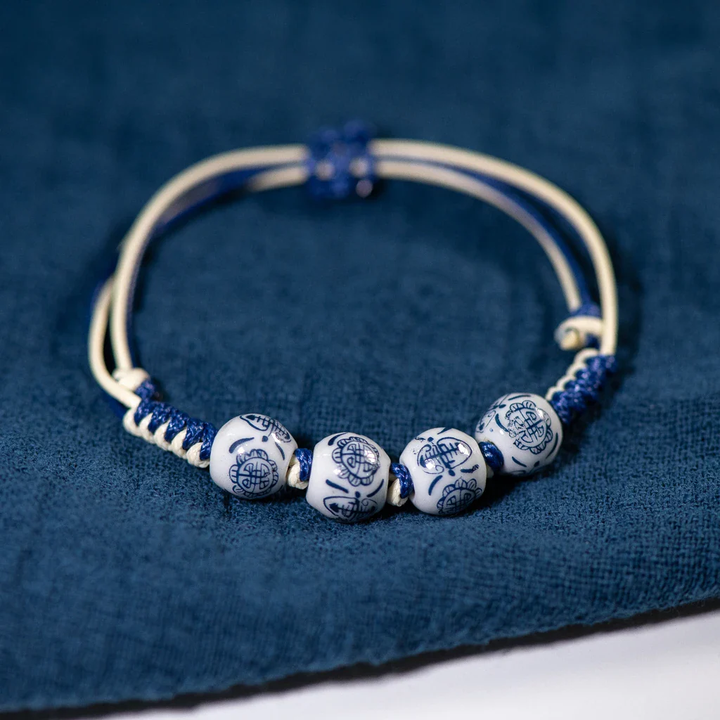 Bracelet Japonais à cordon perles céramique - Image 3