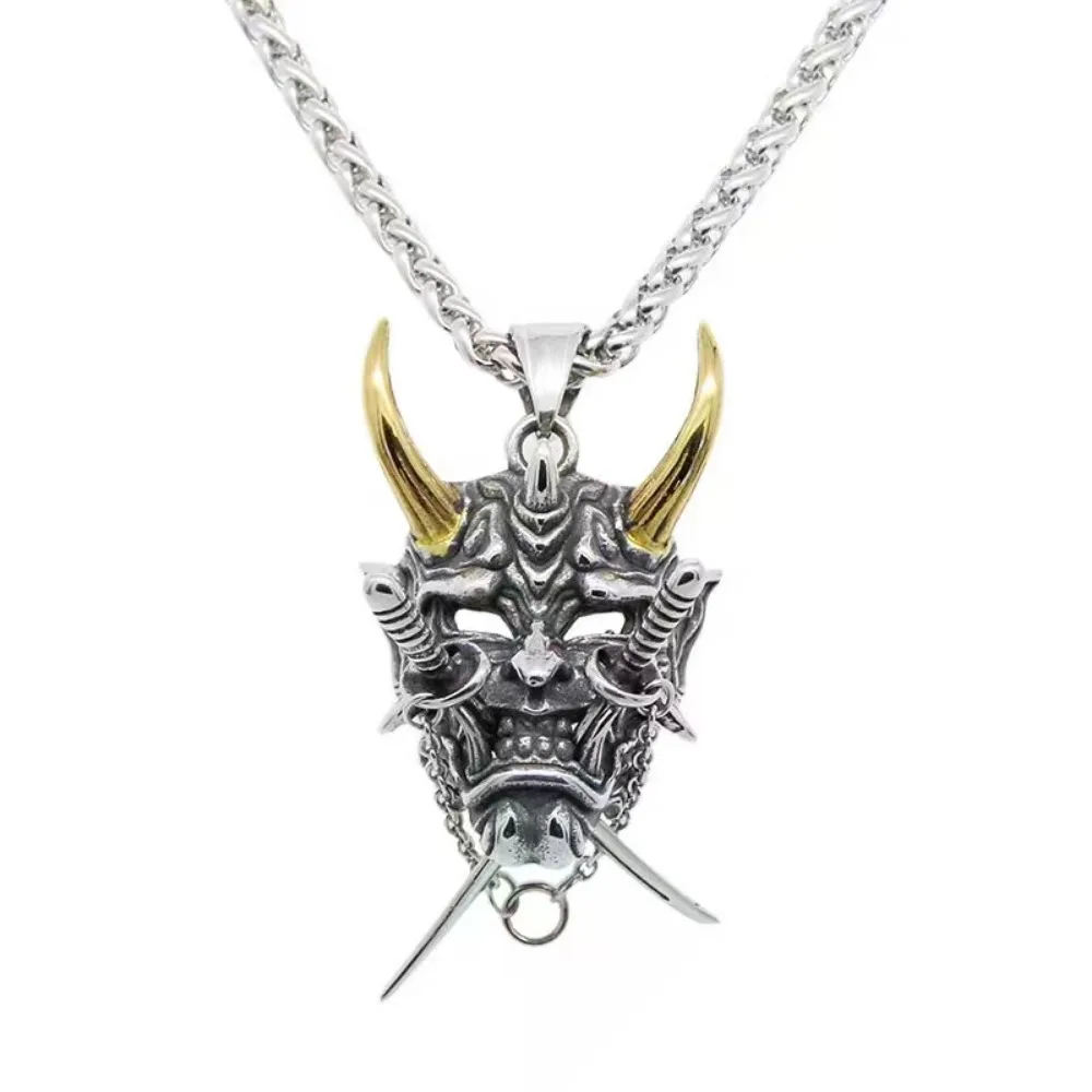 Collier Japonais masque Oni Double épée - Image 4