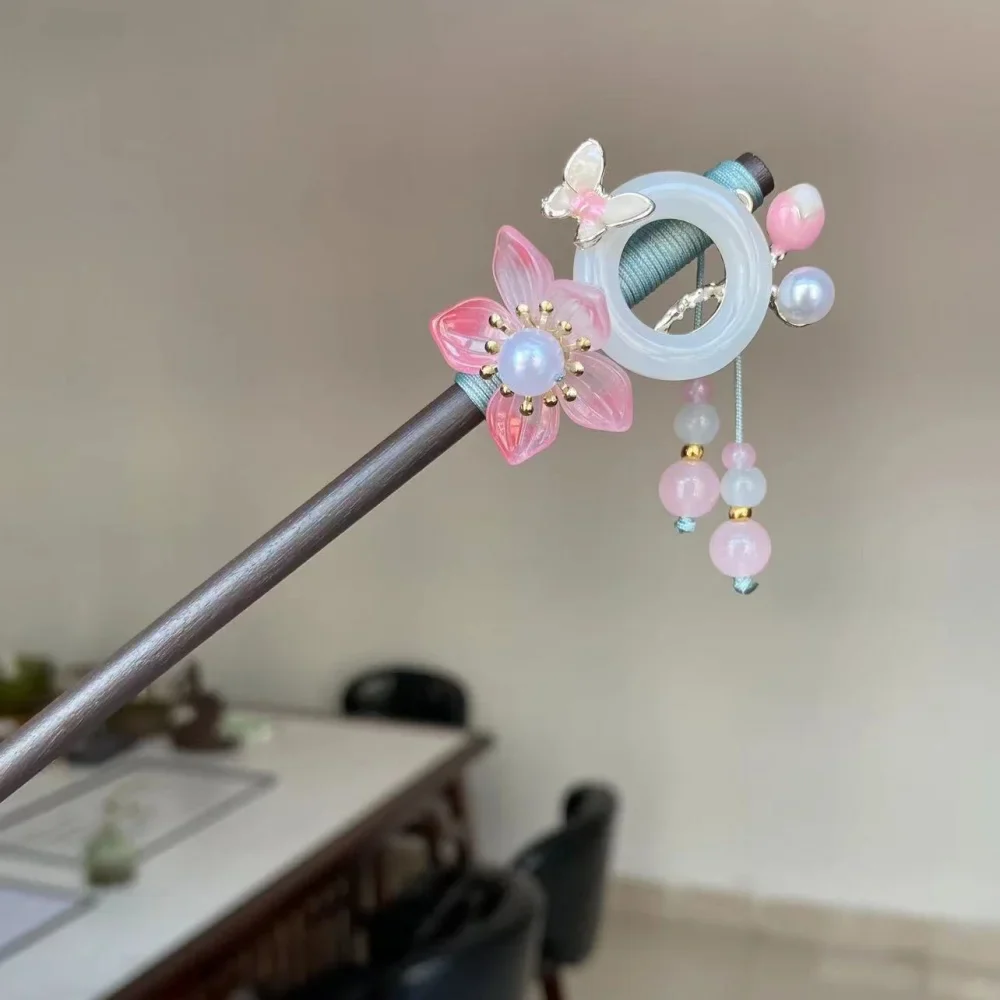 Épingle à cheveux en bois japonaise Fleur - Image 2