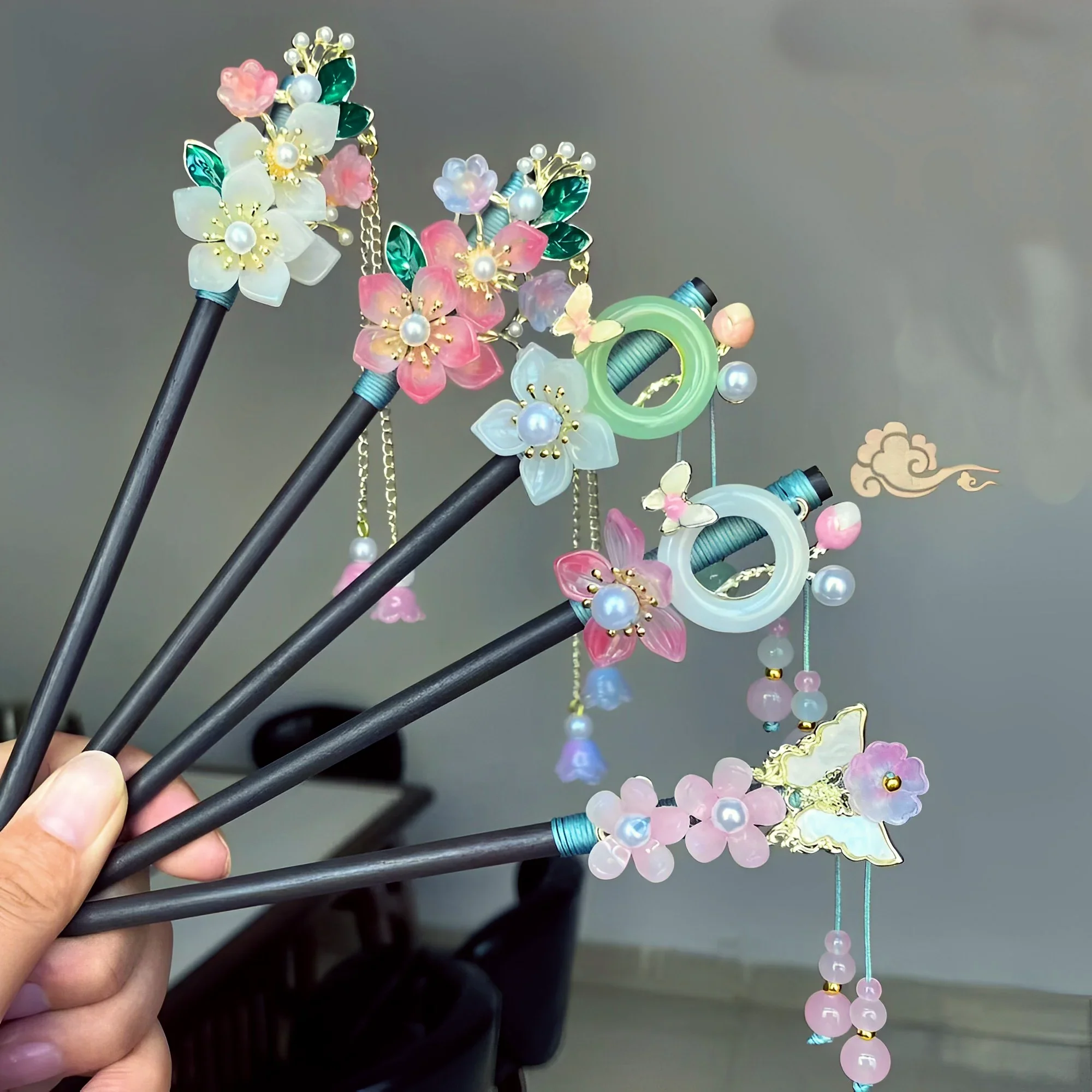 Épingle à cheveux en bois japonaise Fleur - Image 4