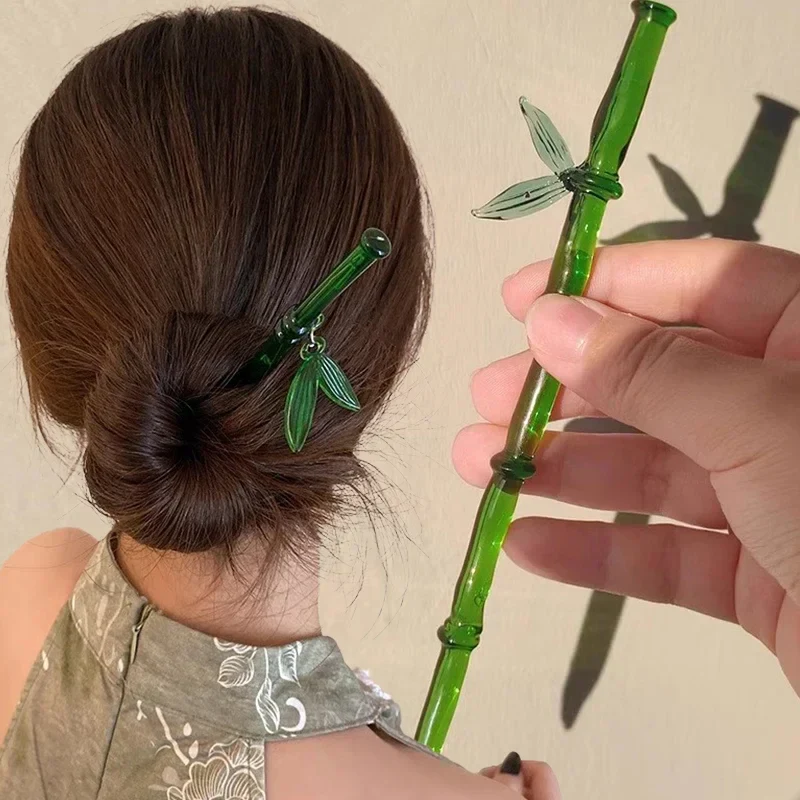 Épingle à cheveux japonais bambou en verre - Image 4