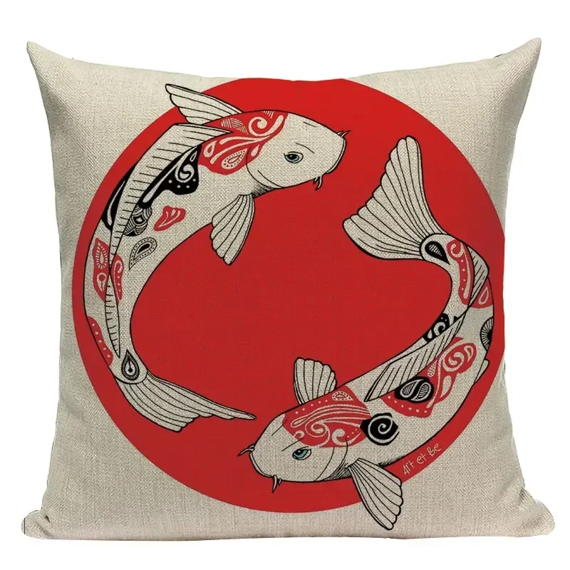 Housse D’Oreiller Japonaise Carpe Koi - Image 2