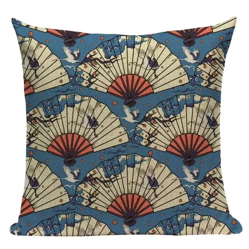 Housse D’Oreiller Japonaise Motif Éventail - Image 2