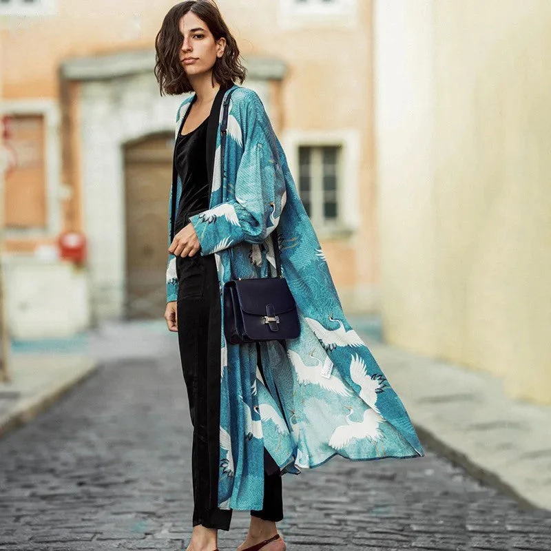 Kimono Léger Femme Grues - Image 3