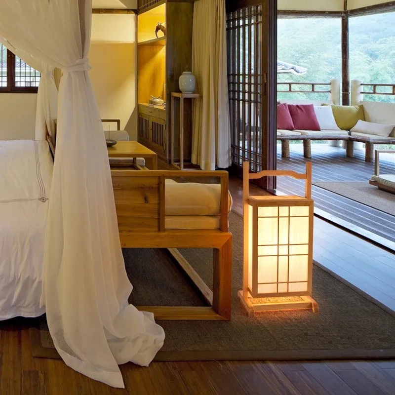 Lampe Japonaise en Bois Luminaire - Image 2