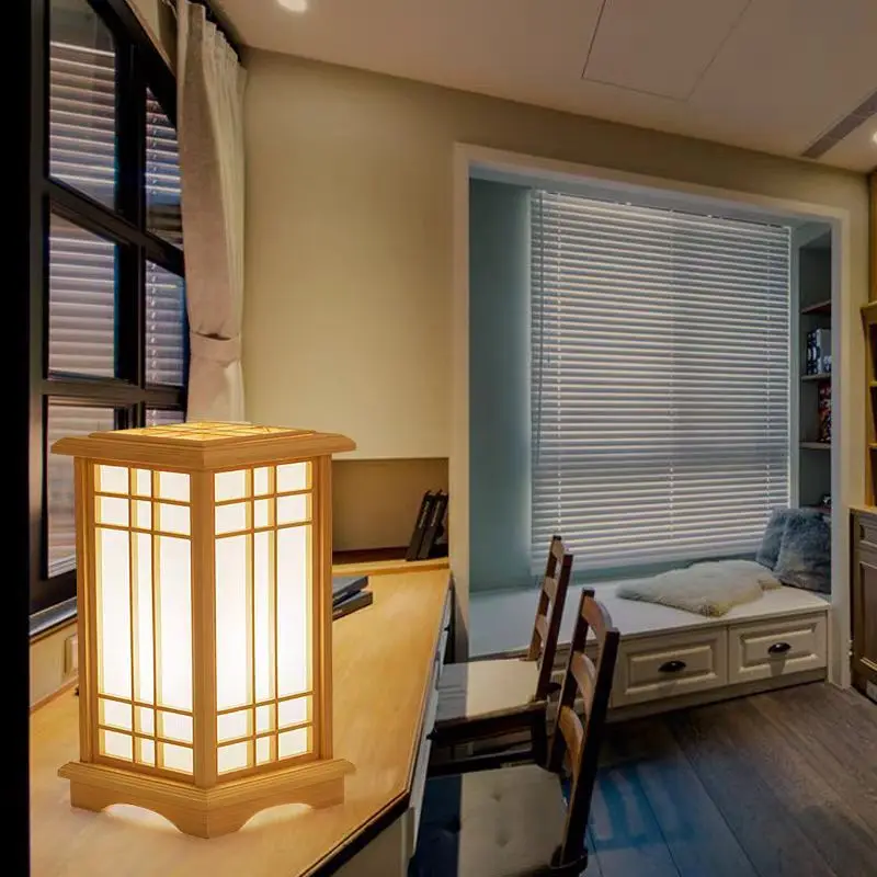 Lampe Japonaise en Bois Luminaire - Image 3
