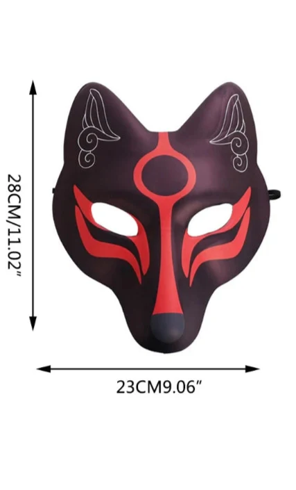 Masque Japonais Kitsune Noir - Image 3