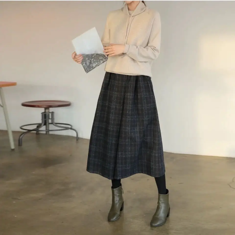 Pantalon Japonais Femme Large à Carreaux - Image 2
