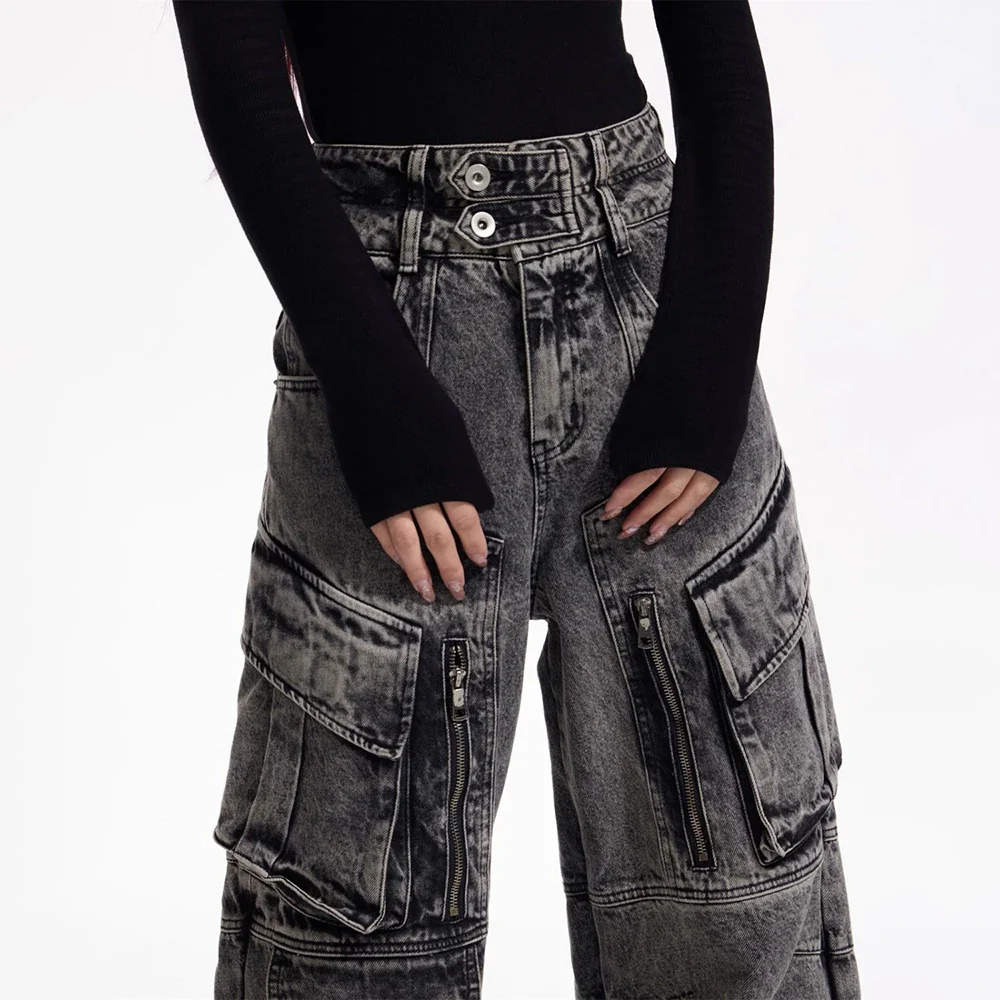 Pantalon Jean Cargo Japonais Femme à Poches - Image 2