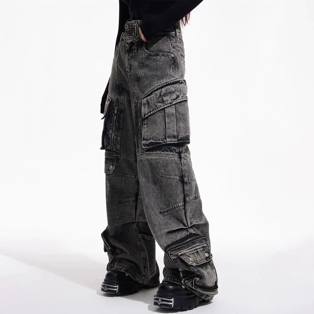 Pantalon Jean Cargo Japonais Femme à Poches - Image 4