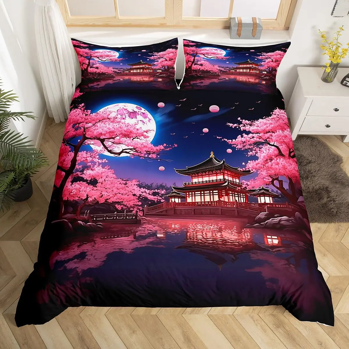Parure de Lit Paysage Nocturne Japonais