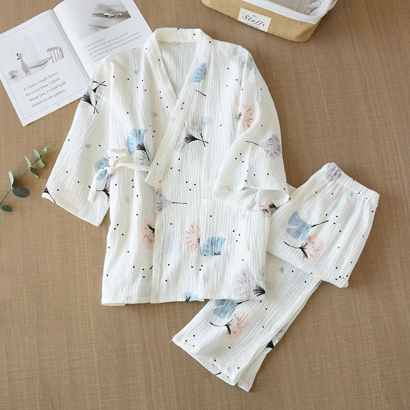 Pyjama Style Japonais Fleuri Femme - Image 4