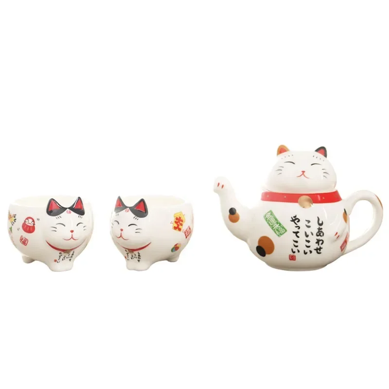Service à thé chat porte-bonheur japonais - Image 3