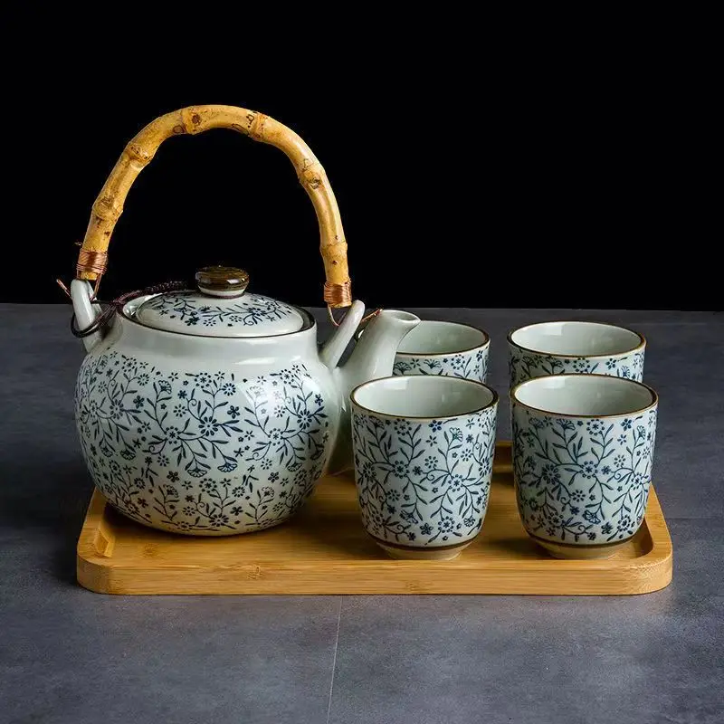 Service à Thé Japonais Motifs Fleuris