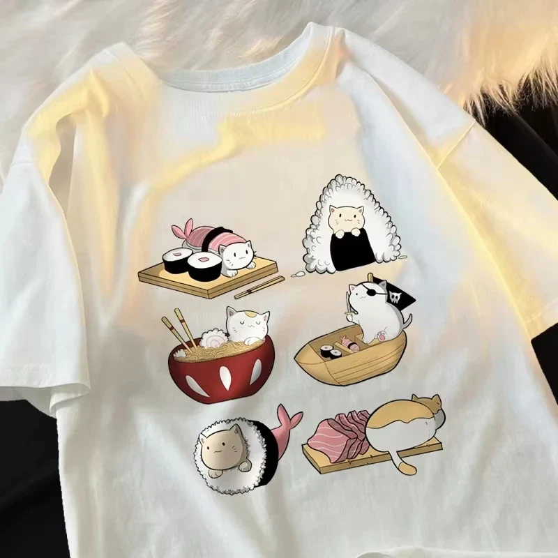 T-shirt Japonais Amusant Chat Sushi - Image 2