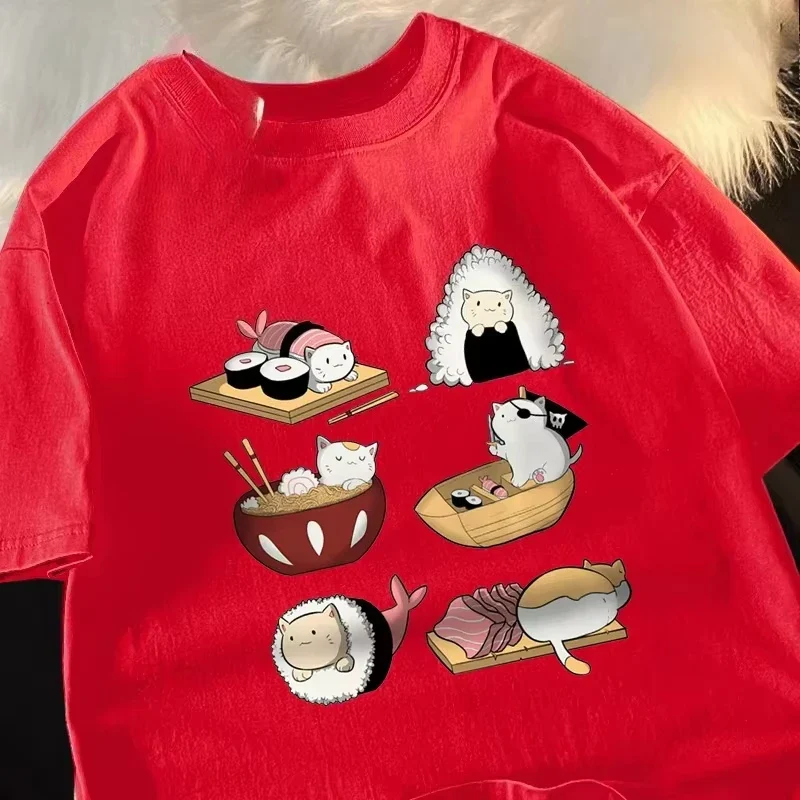 T-shirt Japonais Amusant Chat Sushi - Image 4