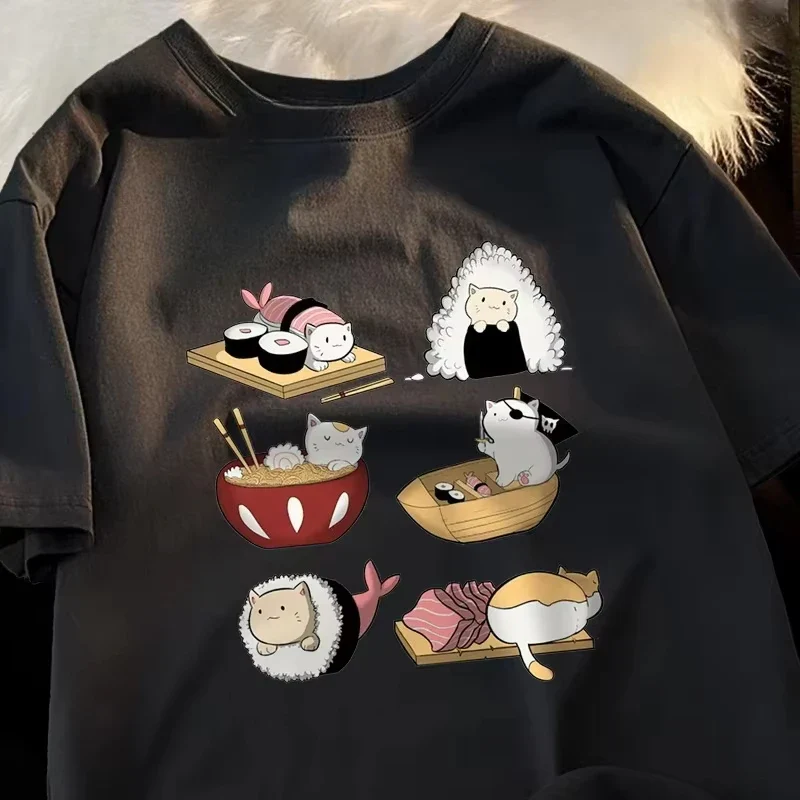 T-shirt Japonais Amusant Chat Sushi - Image 5