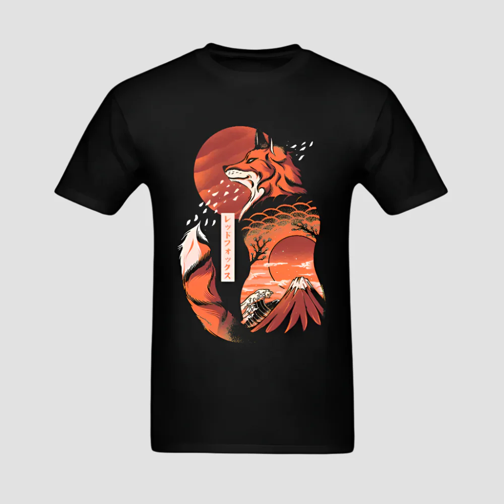 T-shirt Japonais Artistique Renard - Image 3
