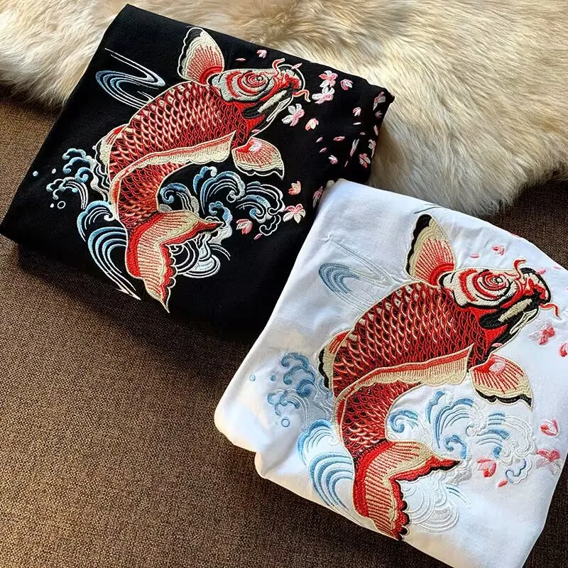 T-shirt Japonais Carpe Koi Brodé - Image 3