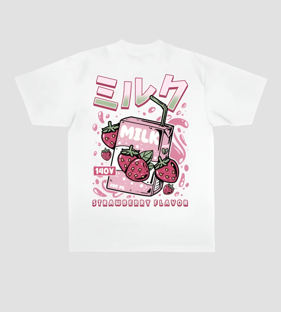 T-Shirt Japonais Milk Fraise