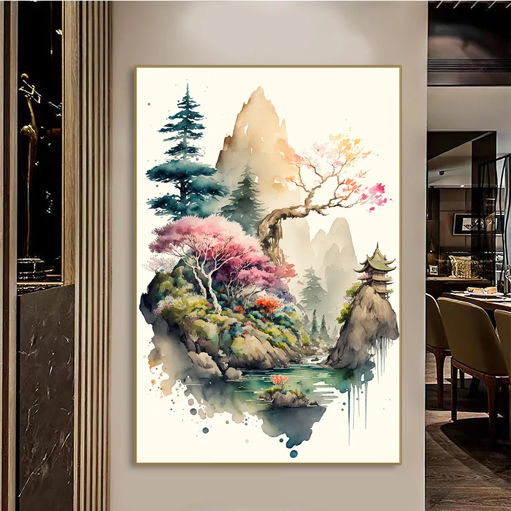 Tableau de paysage style japonais