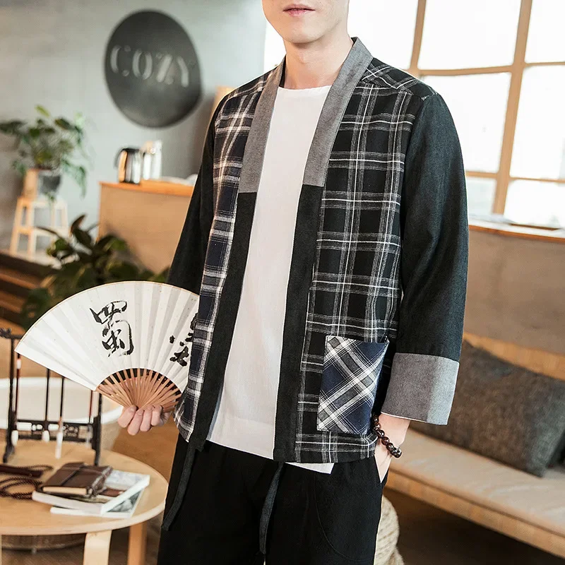 Veste Kimono Homme à Carreaux - Image 2