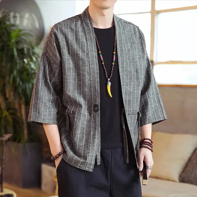 Veste Kimono Homme Courte Japonaise - Image 6