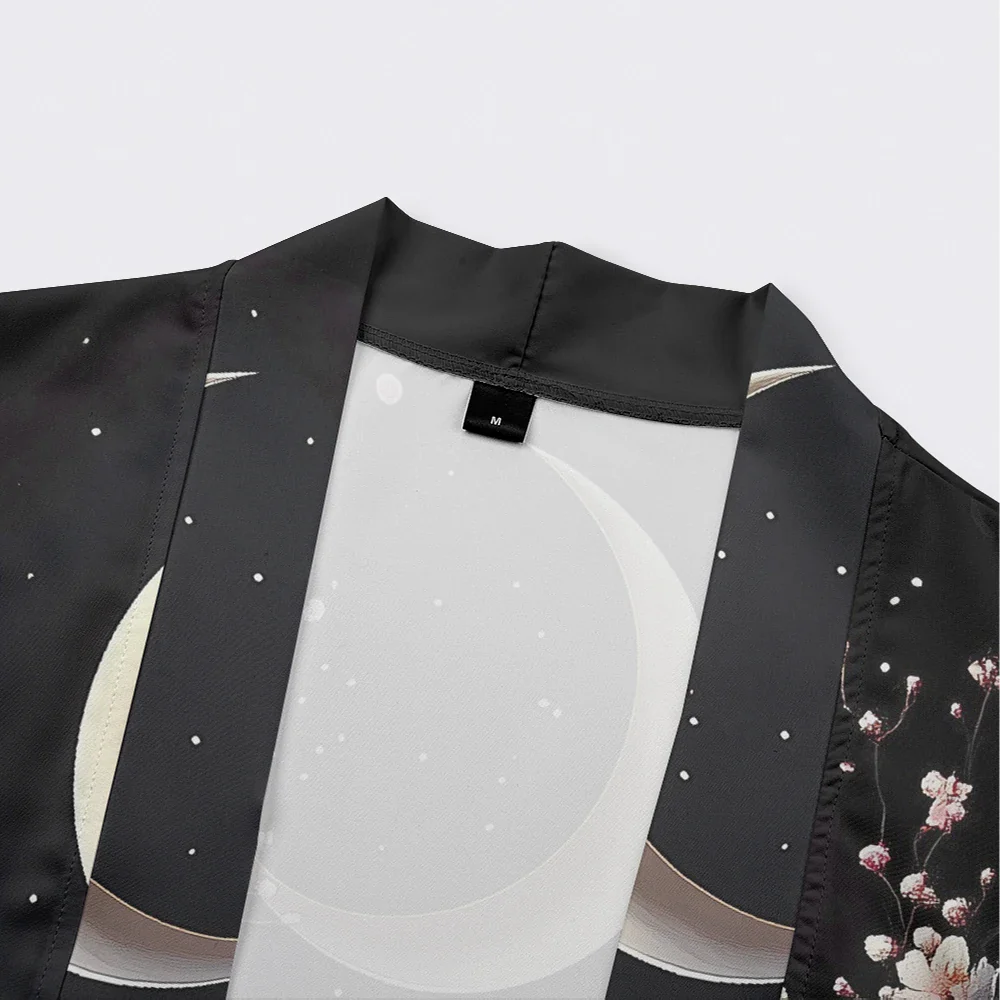 Veste Kimono Japonaise Femme Noir Sakura - Image 4