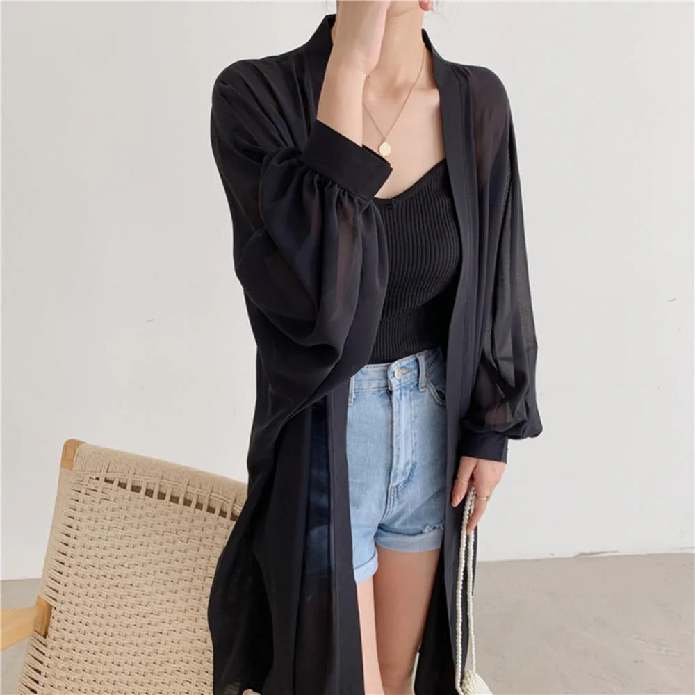 Veste Kimono Noir Femme - Image 4